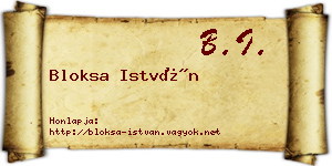 Bloksa István névjegykártya